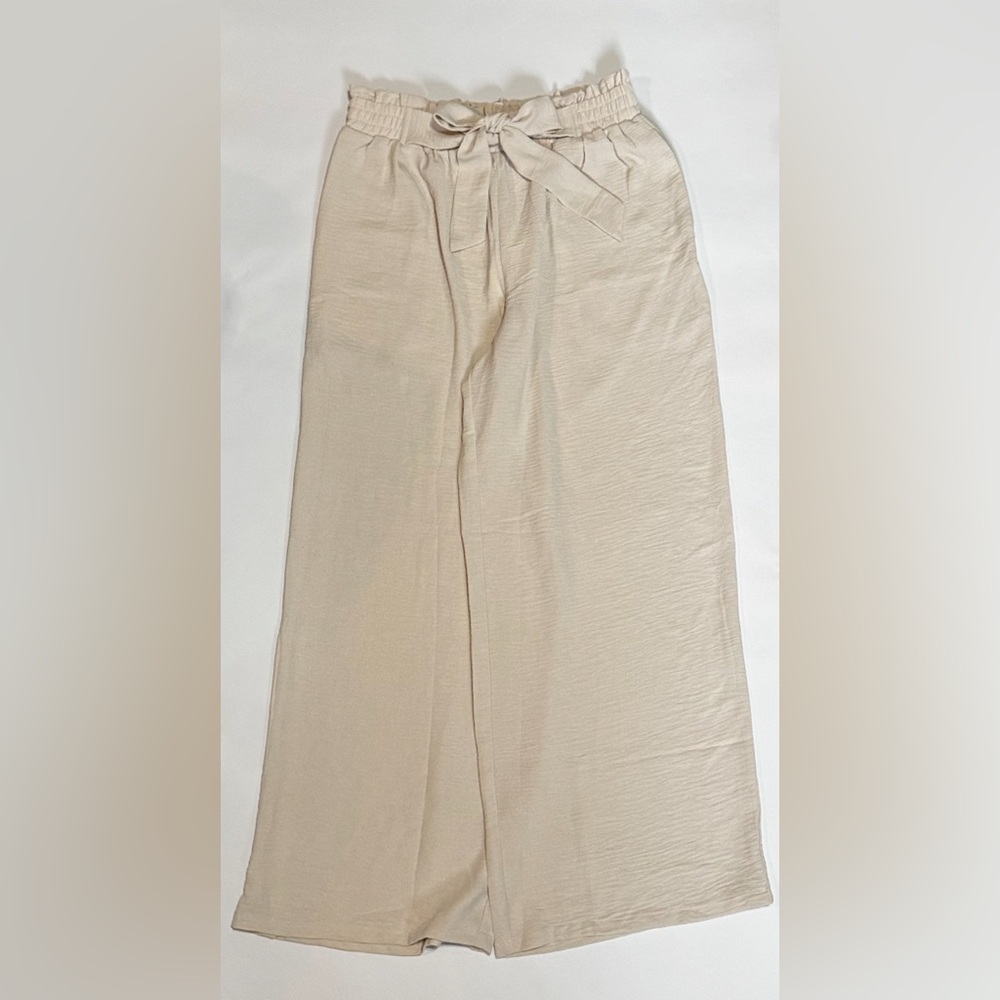 FREEOAK Beige Wide-Leg Paperbag Pants — Size S (NWOT)
